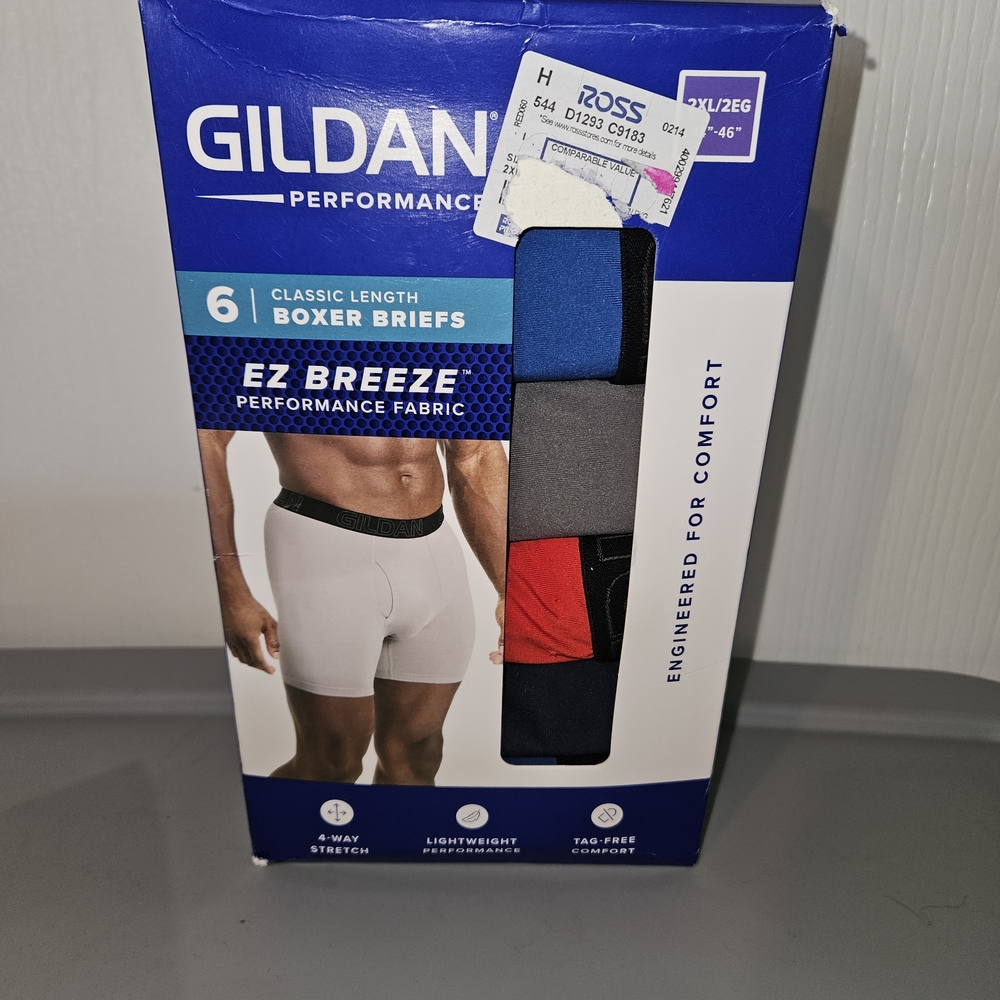 Gildan Performance Boxer Briefs - Blue, Gray, Red Pack